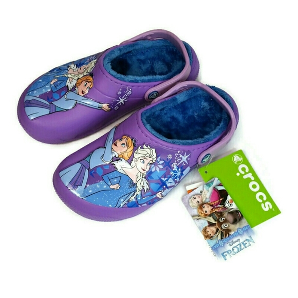 Crocs Girls Fun Lab Lined Frozen Anna Elsa Clog j3 - Picture 3 of 12